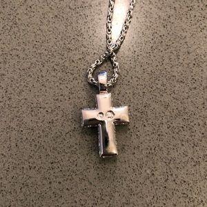 Swarovski cross and thick necklace.